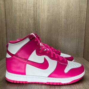 Nike Dunk High Pink Prime Sneakers Women 9 Lace Up Leather Colorblock Pink White